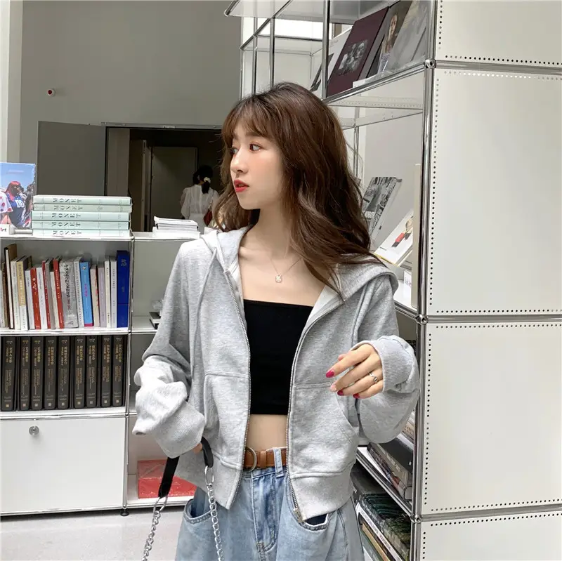 Women's Grey Hooded Zip-Up Jacket Autumn 2025 — feature 18