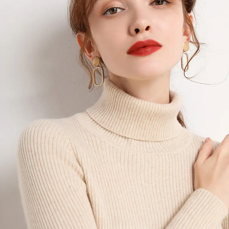 Women Winter Knitted Turtleneck Slim Fit Blue - Image 21