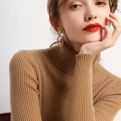 Women Winter Knitted Turtleneck Slim Fit Blue - Image 15