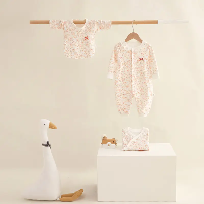 Baby Long Sleeve Cotton Set with Lace-Up Pants & Hat - Image 6