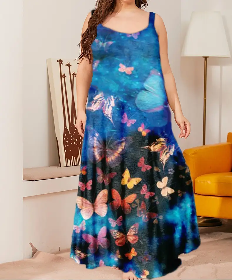 2023 Tie-Dye 3D Vortex Print Dress Plus Size Off-Shoulder - Image 7