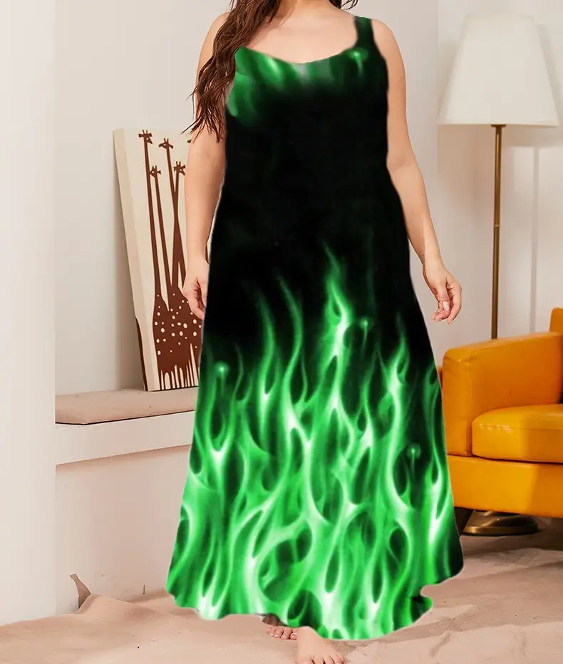 2023 Tie-Dye 3D Vortex Print Dress Plus Size Off-Shoulder - Image 2