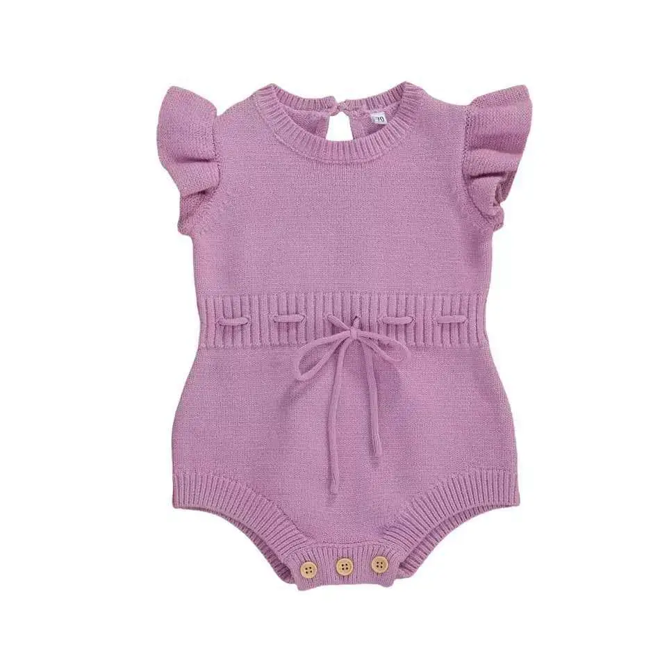 Pink Flying Sleeve Tether Button Romper for Girls