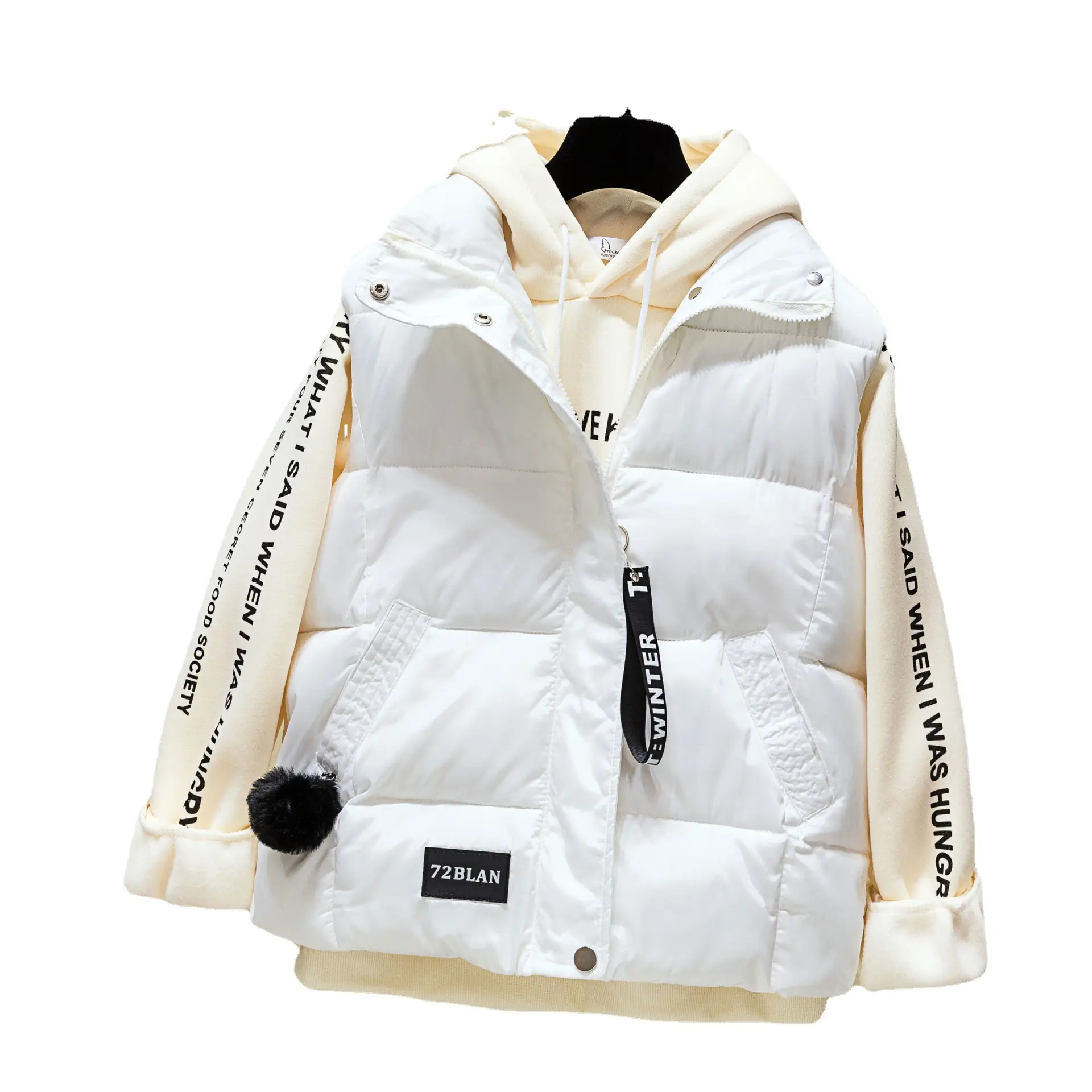 Women Cotton Sleeveless Vest White Cream Winter Warm - Image 7