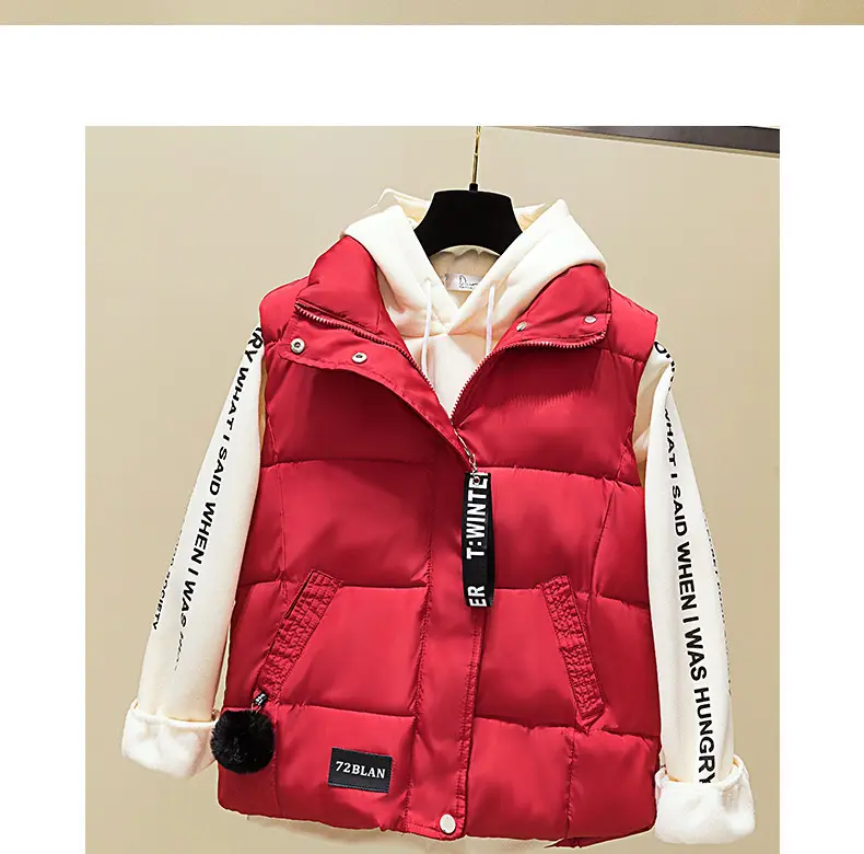 Women Cotton Sleeveless Vest White Cream Winter Warm - Image 2