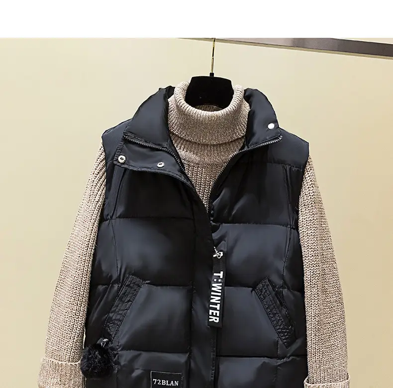Women Cotton Sleeveless Vest White Cream Winter Warm - Image 3