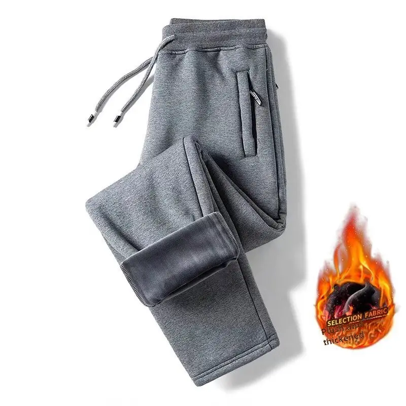 Men Fleece Lined Sweatpants Grey Large - Image 11