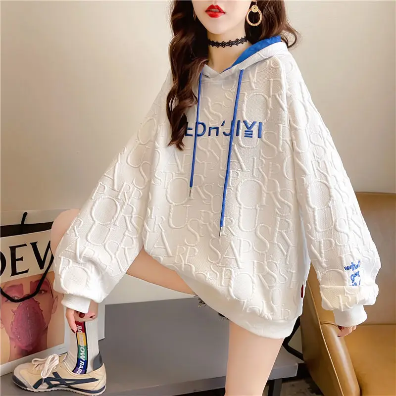 Korean Style Hooded Sweatshirt Women Grey 2023 — feature 4