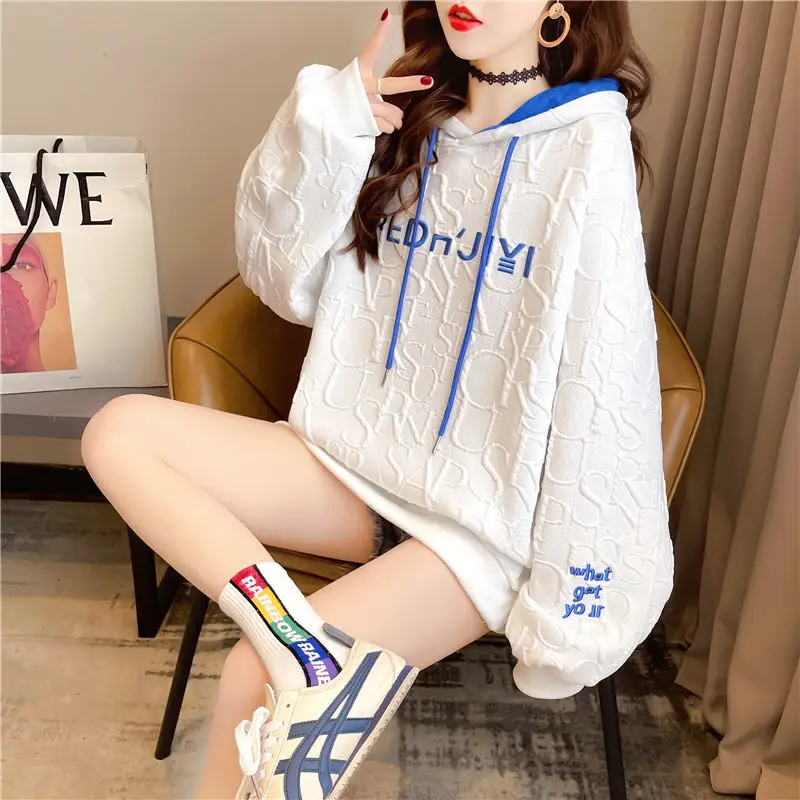 Korean Style Hooded Sweatshirt Women Grey 2023 — feature 5