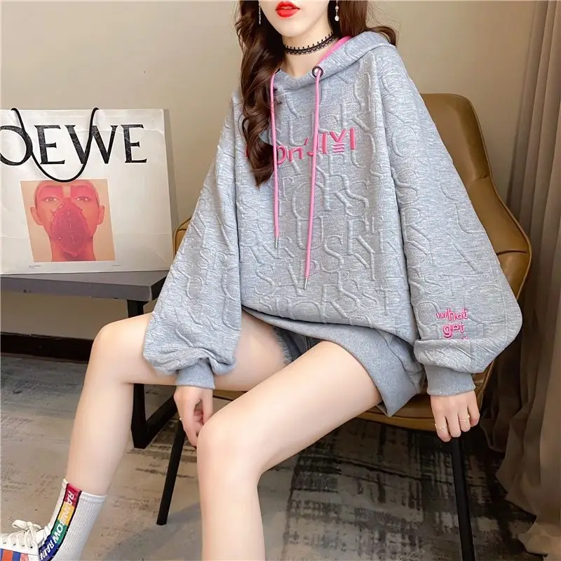 Korean Style Hooded Sweatshirt Women Grey 2023 — feature 7