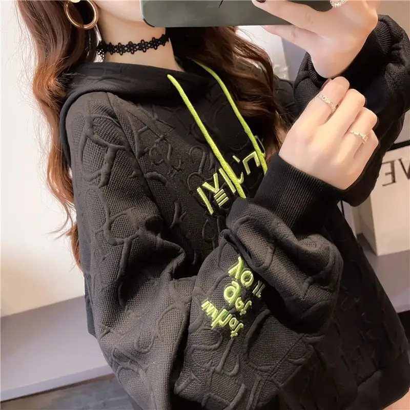 Korean Style Hooded Sweatshirt Women Grey 2023 — feature 9