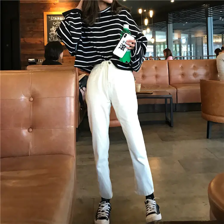 Women Striped Loose Long Sleeve T-Shirt Casual Base — feature 6