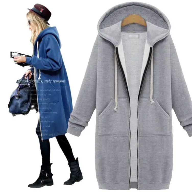 Brown Hooded Long Coat for Women Large Size - Image 16