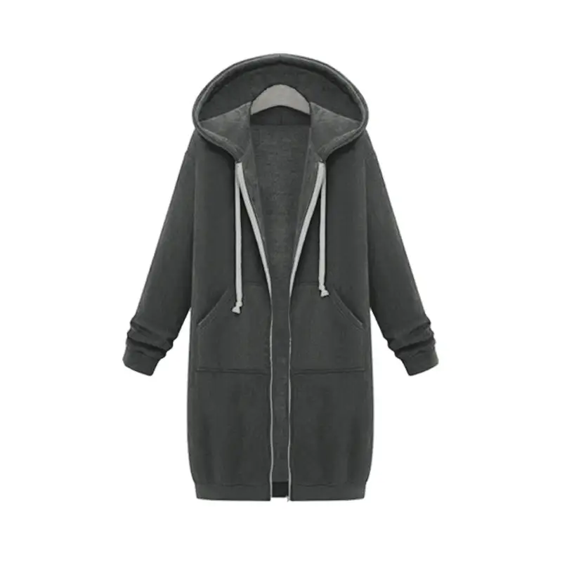Brown Hooded Long Coat for Women Large Size - Image 10