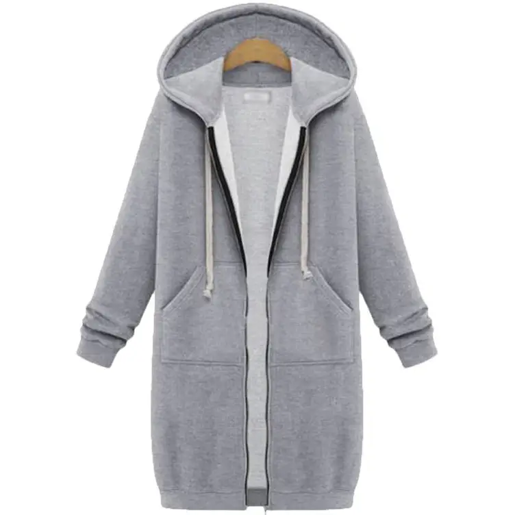 Brown Hooded Long Coat for Women Large Size - Image 3
