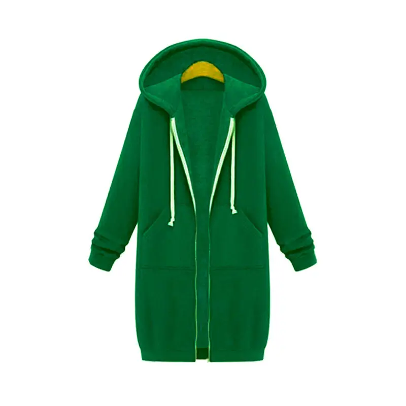 Brown Hooded Long Coat for Women Large Size - Image 4