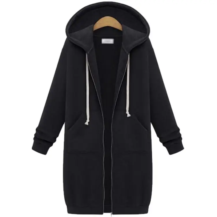 Brown Hooded Long Coat for Women Large Size - Image 5
