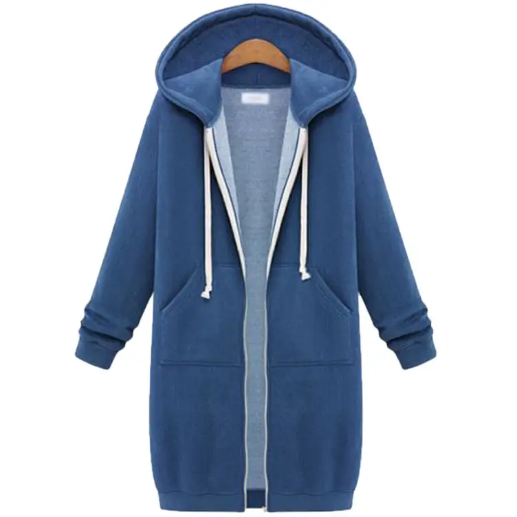Brown Hooded Long Coat for Women Large Size - Image 8