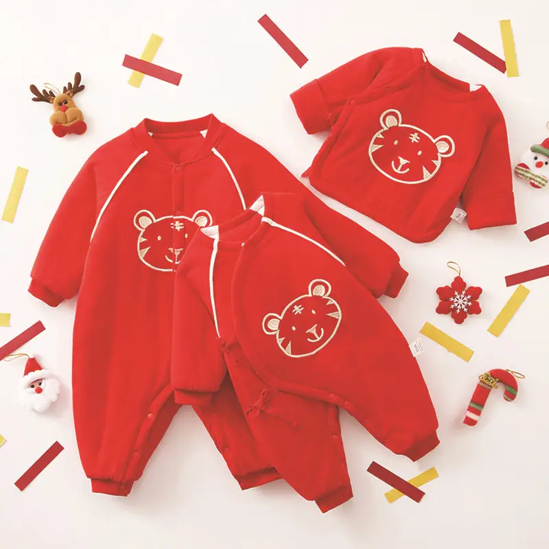 Baby Red Long Sleeve Cotton Jumpsuit Winter Spot