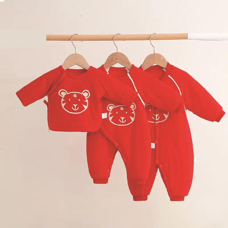 Baby Red Long Sleeve Cotton Jumpsuit Winter Spot
