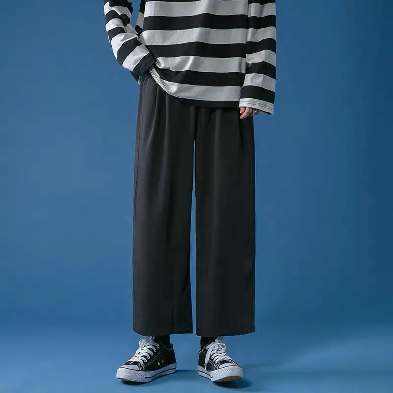 Men Loose Straight Wide Leg Pants Casual Summer White - Image 2