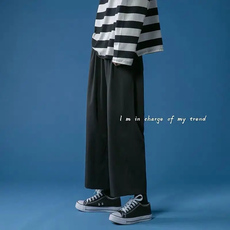 Men Loose Straight Wide Leg Pants Casual Summer White - Image 5