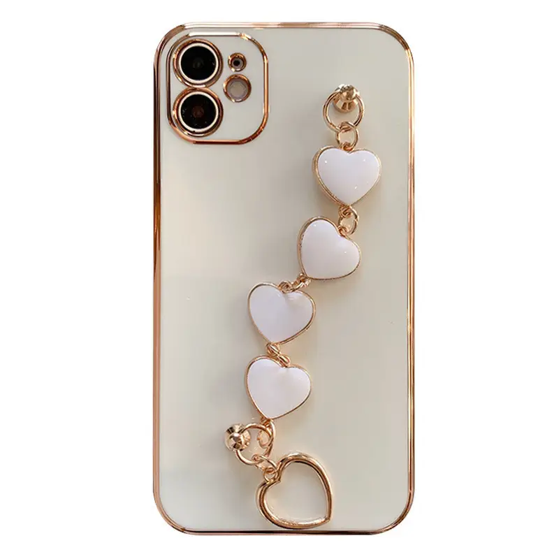 Apple 14 Promax Phone Case with Heart Bracelet & 12 Metal Wristband - Image 7