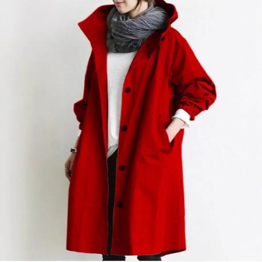 Women's Light Grey Windproof Mid-Length Coat 2023 - Image 13