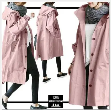 Women's Light Grey Windproof Mid-Length Coat 2023 - Image 2