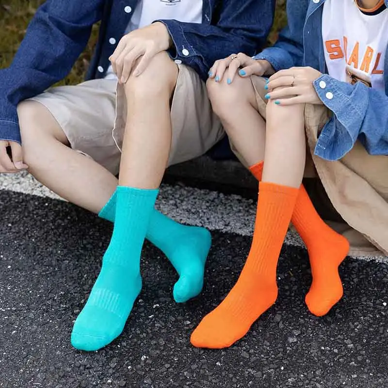 Colorful Towel Socks Men's Terry Mid-Calf Socks Thickeneded Pure Colorful Sports Stockings Ball Winter Towel Bottom Basketball Socks
