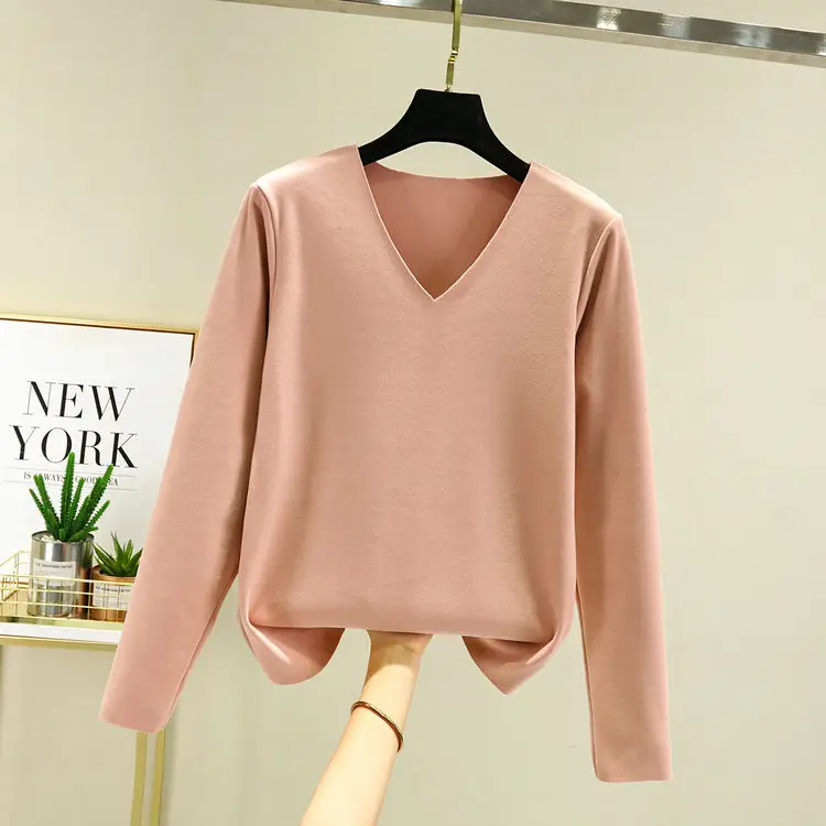 Women Velvet V-Neck Long Sleeve Jacket Navy Blue - Image 3