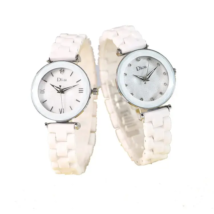 Women's Ceramic Watch with Star Surface & Mesh Band