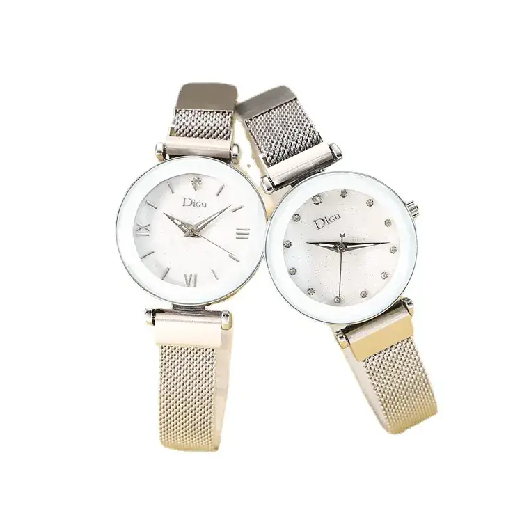 Women's Ceramic Watch with Star Surface & Mesh Band