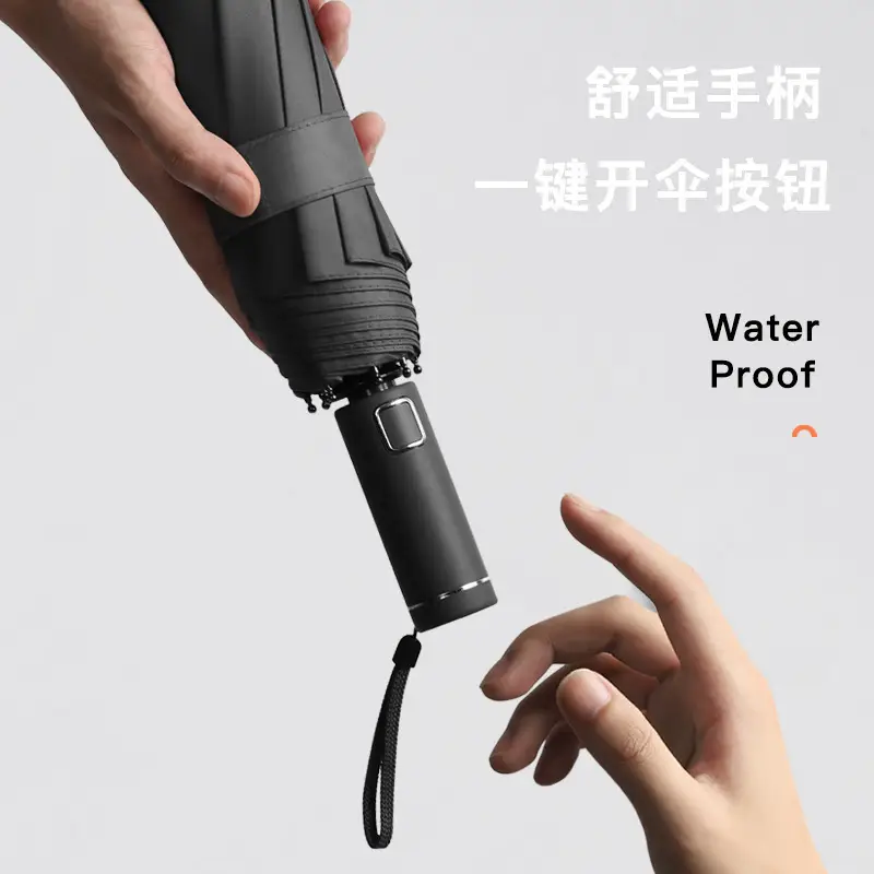 Automatic LED Sun Umbrella White