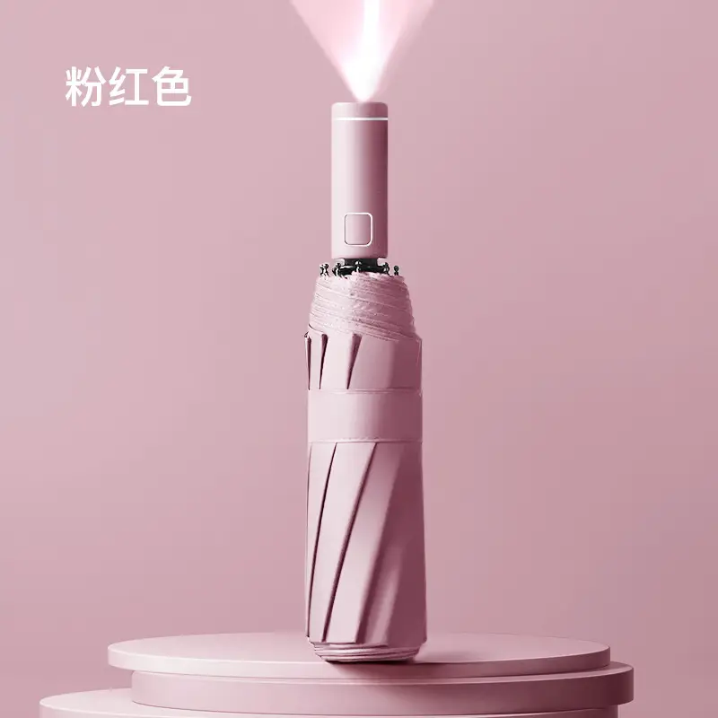 Automatic LED Sun Umbrella White
