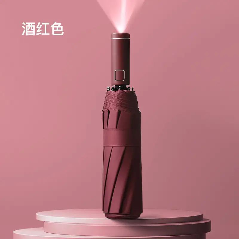 Automatic LED Sun Umbrella White