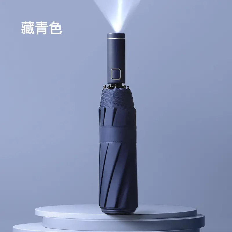 Automatic LED Sun Umbrella White