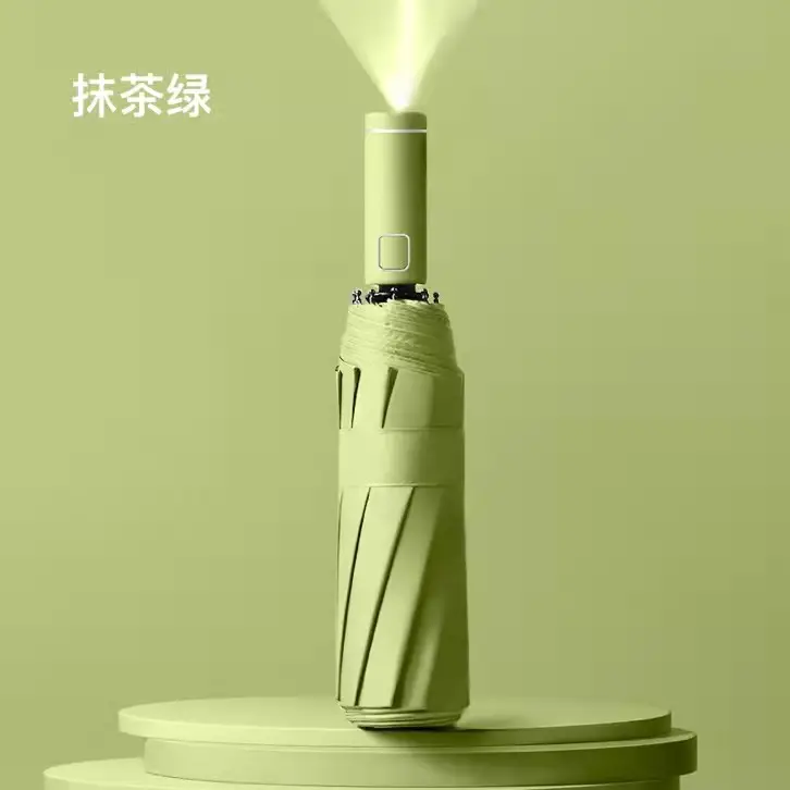Automatic LED Sun Umbrella White