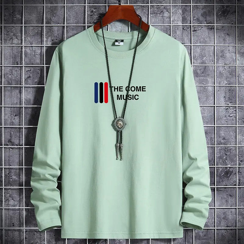 Men Blue Cotton Long Sleeve T-Shirt with Graphic Print