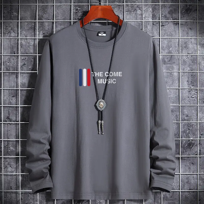 Men Blue Cotton Long Sleeve T-Shirt with Graphic Print