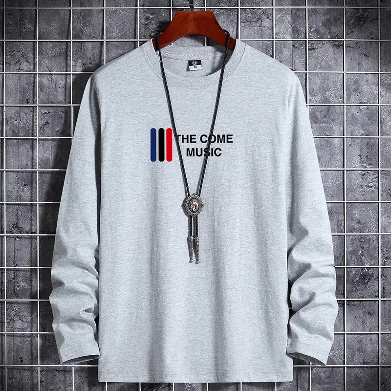 Men Blue Cotton Long Sleeve T-Shirt with Graphic Print