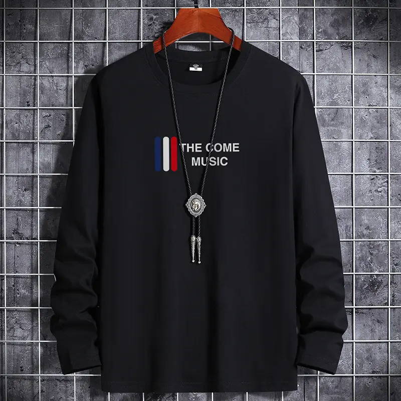 Men Blue Cotton Long Sleeve T-Shirt with Graphic Print