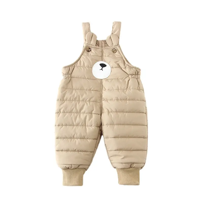 Kids Winter Quilted Overalls Black Cotton Warm 2024 - Image 9