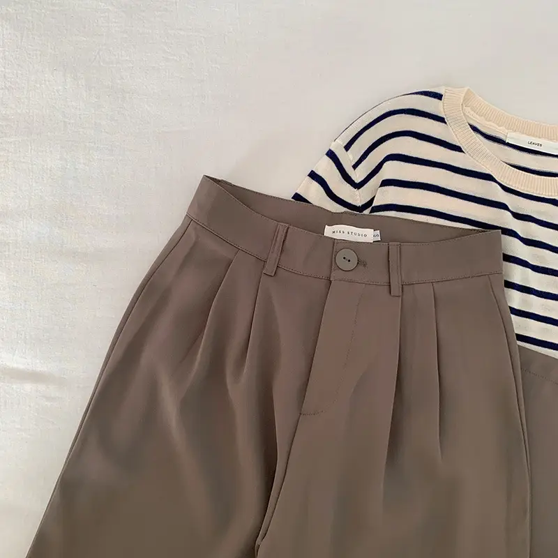 Autumn 2021 Wide Leg Pants Dummy High Waist Casual Mopping Texted Pants — feature 18