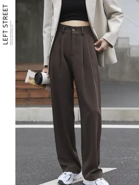 Autumn 2021 Wide Leg Pants Dummy High Waist Casual Mopping Texted Pants - Image 3