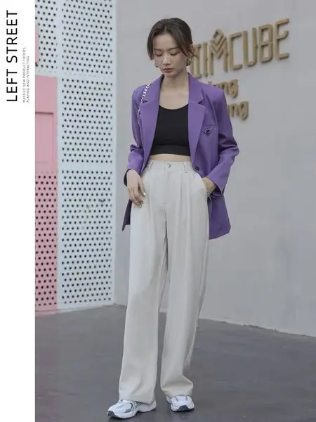 Autumn 2021 Wide Leg Pants Dummy High Waist Casual Mopping Texted Pants - Image 4