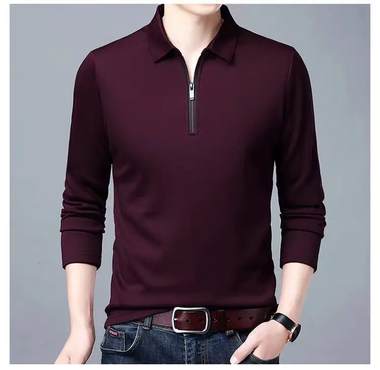 Men's Long Sleeve Polo Shirt Black Large Size - Image 2