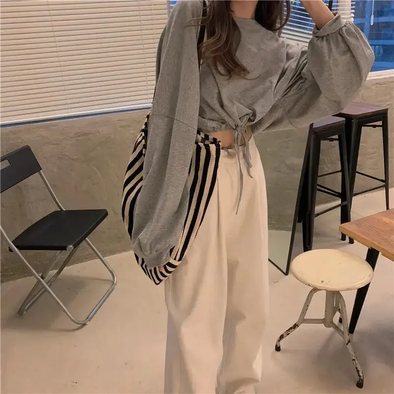 White Long Sleeve Top with High Waist Jeans for Women - Image 7