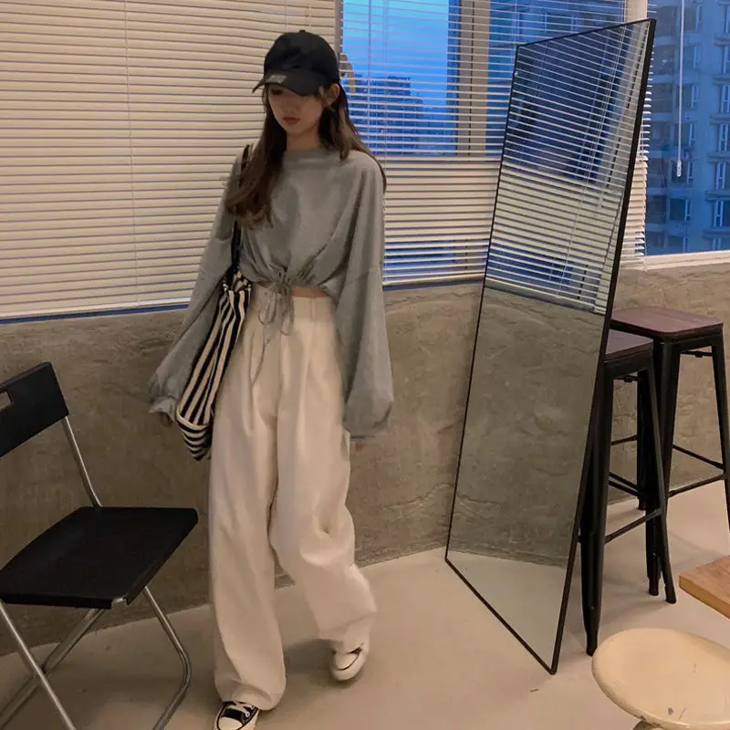 White Long Sleeve Top with High Waist Jeans for Women — feature 24