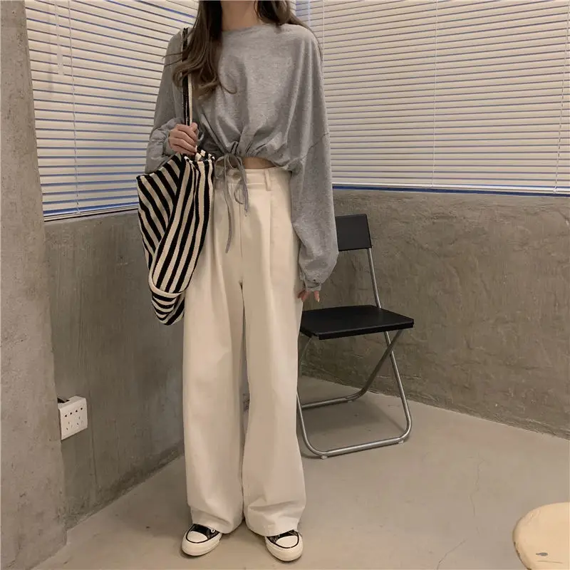 White Long Sleeve Top with High Waist Jeans for Women — feature 30